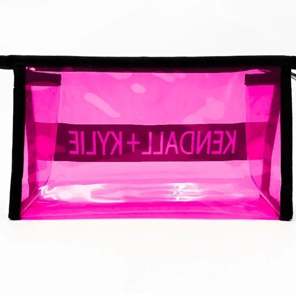 KENDALL & KYLIE CLEAR PINK COSMETIC MAKEUP POUCH
